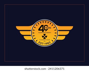 40 Years Anniversary Logo design, Golden Color, Vector Template Design element for birthday and greeting card illustration