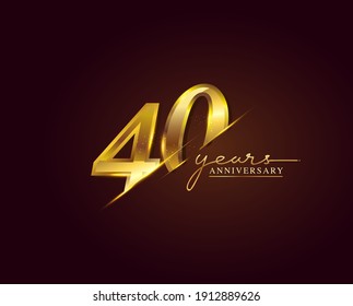 Logotipo de 40 años Aniversario del Aniversario Colorado de Oro aislado sobre un fondo elegante, diseño vectorial para tarjeta de felicitación y tarjeta de invitación