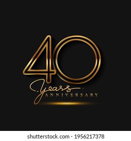 Logotipo de 40 años Aniversario de la imagen de color dorado aislado en fondo negro, diseño vectorial para tarjeta de felicitación y tarjeta de invitación