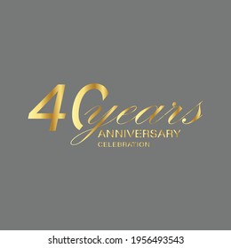 40 Years Anniversary Logo Golden Colored isolated on gray background, vector design for greeting card