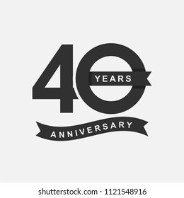 40 Years Anniversary Logo Icon Template, Anniversary Lettering With Black Color. Vector EPS 10.