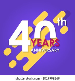 40 years anniversary logo isolated on abstract background. 40th anniversary banner. Birthday, celebration, party, invitation card design element. Vector illustration.