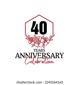 40 years anniversary logo, luxurious anniversary vector design celebration 