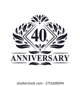 40 years Anniversary Logo, Luxury floral 40th anniversary logo.