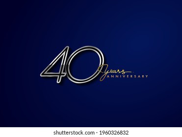 40 Years Anniversary Logo Silver Colored isolated on blue background, vector design for greeting card and invitation card