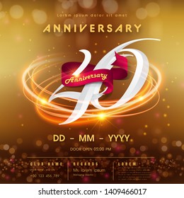 40 years anniversary logo template on golden Abstract futuristic space background. 40th modern technology design celebrating numbers with Hi-tech network digital technology concept design elements.