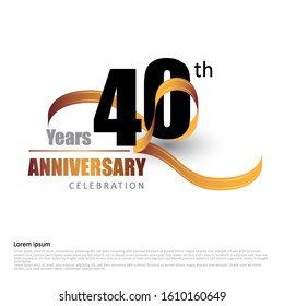 40 years anniversary logo template with ribbon. Poster template for Celebrating 40th event. Design for banner, magazine, brochure, web, invitation or greeting card. Vector illustration