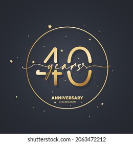 40 Years Anniversary Logo Template. 40th Birthday, Wedding Anniversary Icon. Trendy Symbol Image. Vector EPS 10. Isolated On Background.