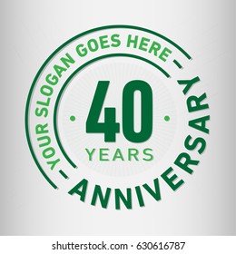 40 Years Anniversary Logo Template. Vector And Illustration.