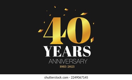 40 years anniversary logo type design,  black and gold, Elegant Classic Logo for Congratulation celebration event.