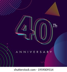 40 years anniversary logo, vector design birthday celebration with colorful geometric background and circles shape.