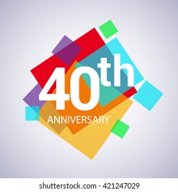 40 years anniversary logo, vector design birthday celebration with colorful geometric isolated on white background.
