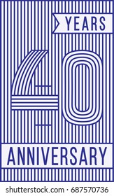 40 years anniversary logo. Vector and illustration. Line art anniversary design template.