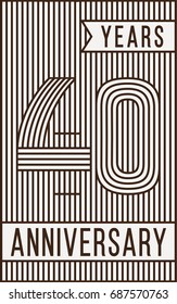 40 years anniversary logo. Vector and illustration. Line art anniversary design template.