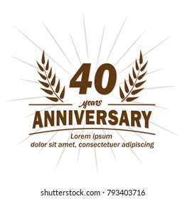 40 years anniversary logo. Vector and illustration.