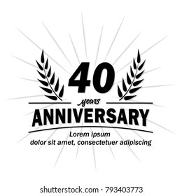 40 years anniversary logo. Vector and illustration.
