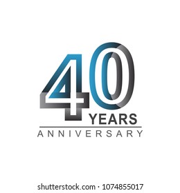 40 years anniversary logotype bold line number with grey and blue color for celebration event isolated on blue background