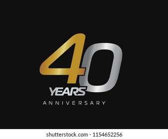 40 years anniversary logotype with silver and gold color isolated on black background for celebration event