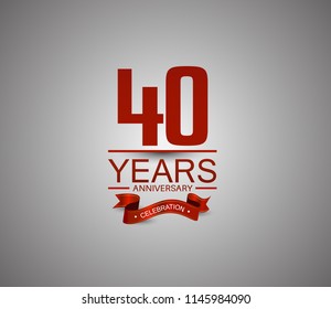 40 years anniversary logotype simple design with red ribbon for celebration purpose
