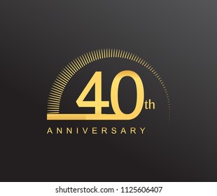40 years anniversary logotype with single line golden color and golden ring for anniversary celebration