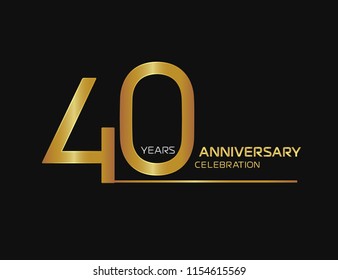 40 Years Anniversary Logotype Single Line Stock Vector (Royalty Free ...