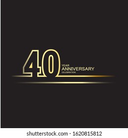 40 years anniversary logotype with single line golden and silver color for celebration