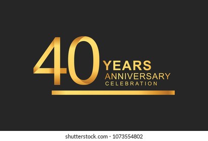 40 years anniversary logotype with under line golden color for anniversary celebration