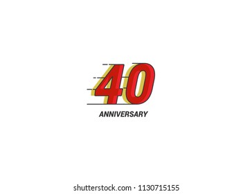 40 Years Anniversary logotype with white flat red colored font for company celebration event, birthday