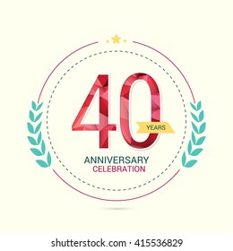 40 Years Anniversary with Low Poly Design and Laurel Ornaments