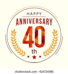 40 Years Anniversary with Low Poly Design and Laurel Ornaments