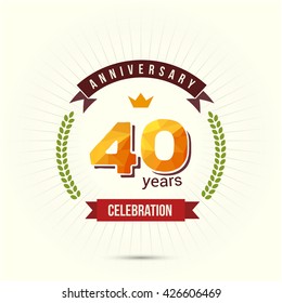 40 Years Anniversary with Low Poly Design and Laurel Ornaments