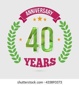 40 Years Anniversary with Low Poly Design and Laurel Ornaments