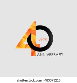40 Years Anniversary with Low Poly Design, colored with geometric style
