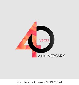 40 Years Anniversary with Low Poly Design, colored with geometric style