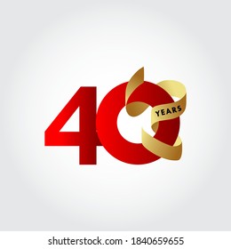 40 Years Anniversary Ribbon Celebration Vector Template Design Illustration