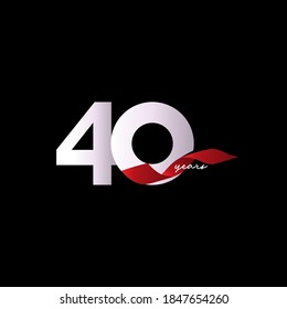 40 Years Anniversary Ribbon Celebration Vector Template Design Illustration