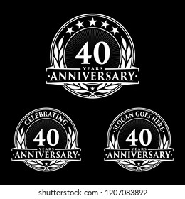 40 years anniversary set. 40th celebration logo collection. Vector and illustration. 