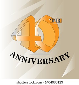 40 years anniversary sign or emblem. Template for celebration and congratulation design. 40th anniversary label. Vector illustration.
