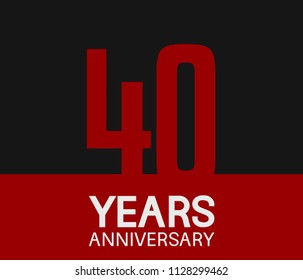 40 years anniversary simple design red number on black background for celebration template