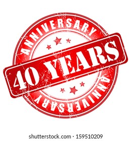 40 years anniversary stamp.  Vector illustration.