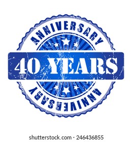 40  Years anniversary stamp.  Vector illustration.