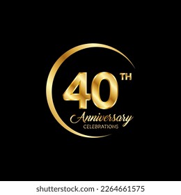 40 years anniversary. Anniversary template design concept with golden number , design for event, invitation card, greeting card, banner, poster, flyer, book cover and print. Vector Eps10