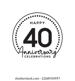 40 years anniversary. Anniversary template design concept, monochrome, design for event, invitation card, greeting card, banner, poster, flyer, book cover and print. Vector Eps10