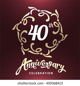 40 years anniversary template logo joyful classic ritual star party scene gold ceremonial fashionable mark rich celebration contract golden dancing classical traditional anniversary flag voucher laugh