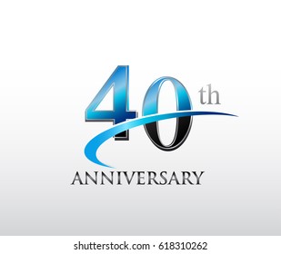 40 years anniversary Template logo with swoosh