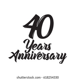 40 years anniversary, text design. Vector calligraphy. Typography poster. Usable as background.