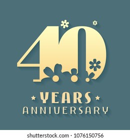 40 years anniversary vector icon, symbol, logo. Graphic design element for 40th anniversary birthday card or invitation 