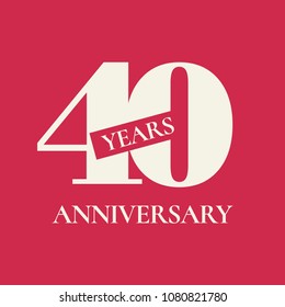 40 years anniversary vector icon,  logo. Design element with red color background and number for 40th anniversary 