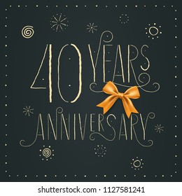 40 years anniversary vector icon, logo. Design element with elegant sign for decoration for 40th anniversary 