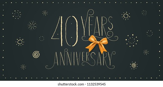 40 years anniversary vector icon, logo, banner. Design element with vintage cute lettering for 40th anniversary card 